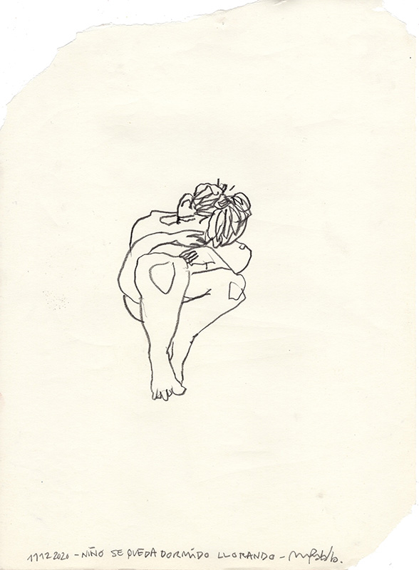the child falls asleep while crying